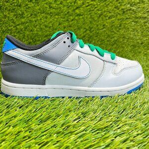 Nike Dunk Low Boys Size 3Y White Gray Green Athletic Lifestyle Shoes Sneakers